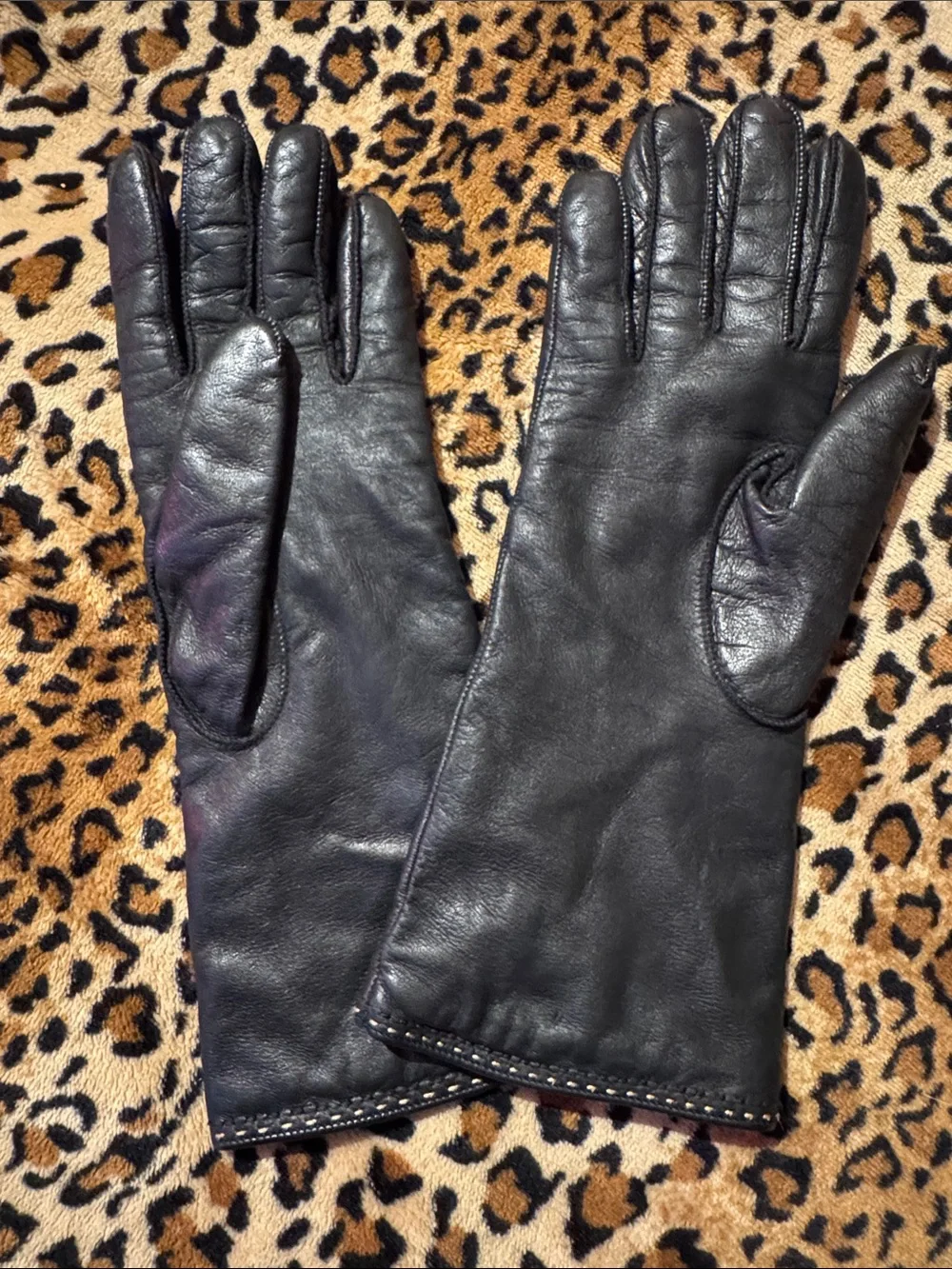 Coach Black Leather Women's Gloves with Button Accent